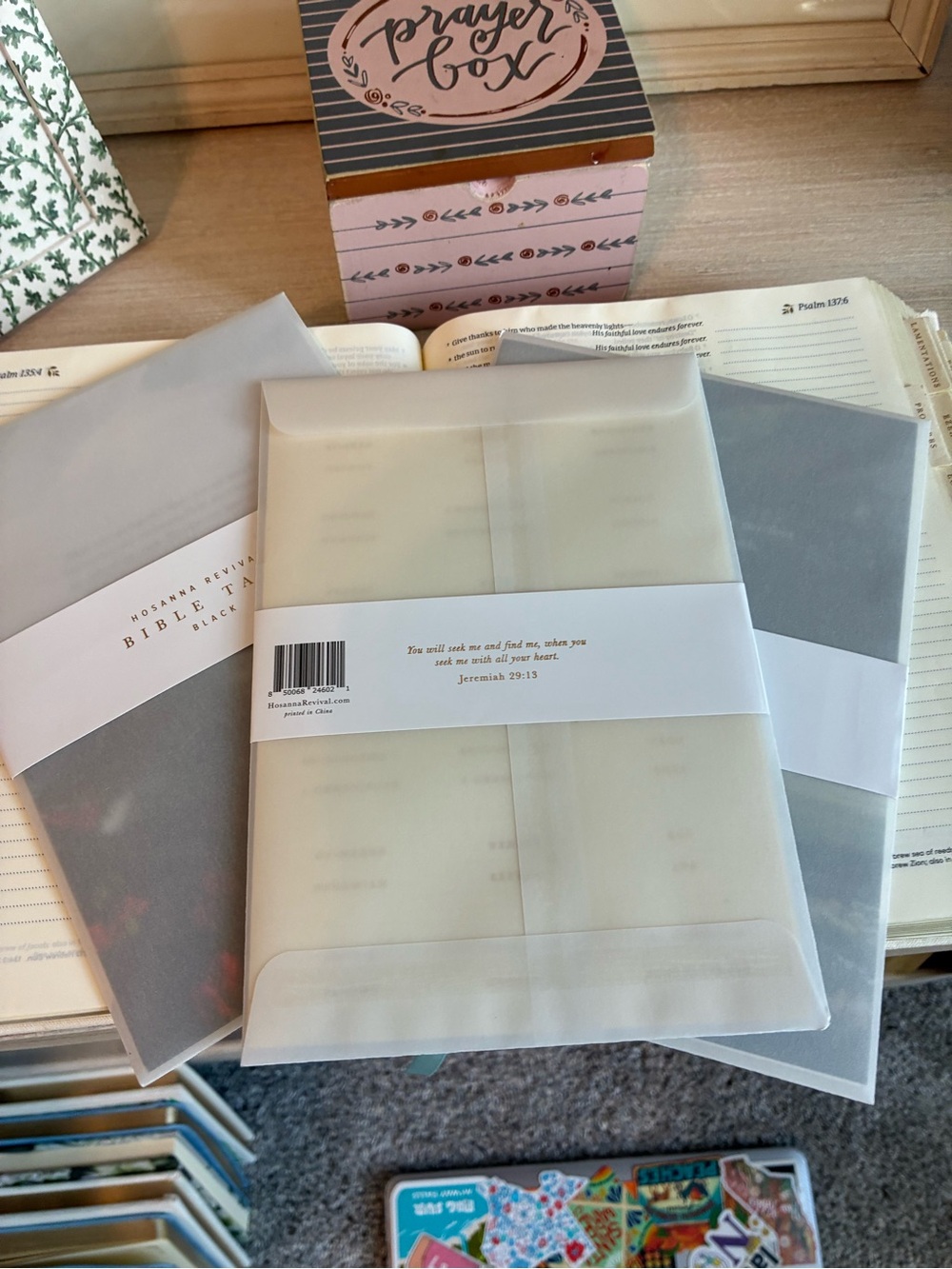Hosanna Revival Bible Tabs-Gold or Black. See how they look on Bible in photos.